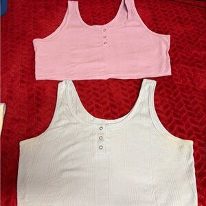 Purple & Blue Ribbed Crop Tank Tops